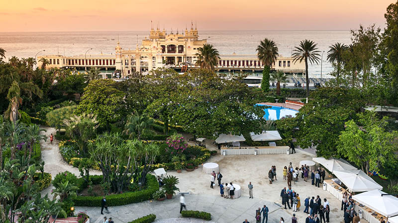 Aftenstemning p Hotel Mondello Palace i Mondello